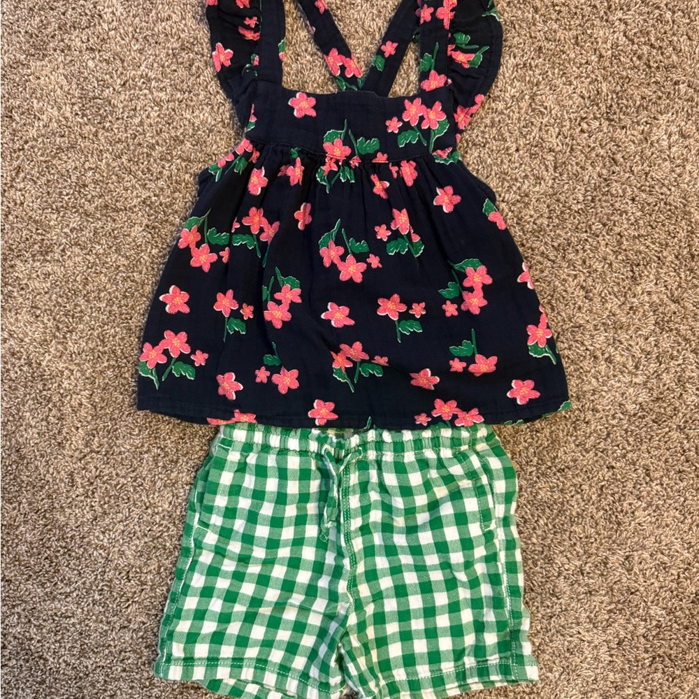 Old Navy Green Checkered Kids Shorts